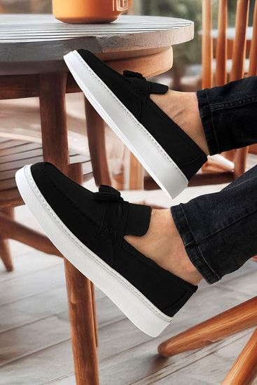 Siyah Hakiki Deri Püsküllü Hafif Erkek Klasik Ayakkabı