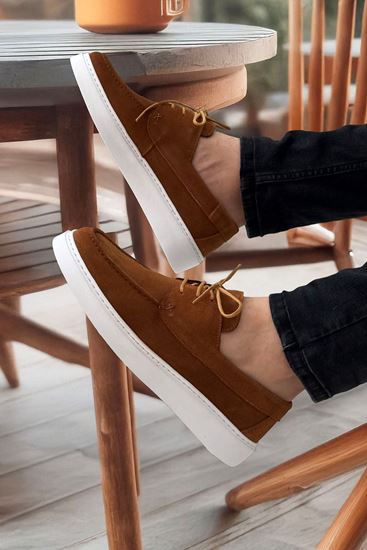 Taba Bağcıklı Hakiki Deri Hafif Erkek Klasik Ayakkabı