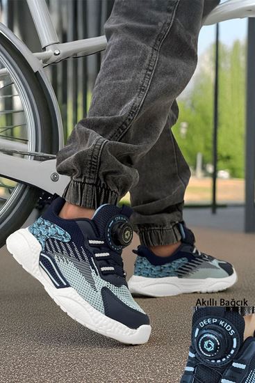 Lacivert Akıllı Bağcık Triko Çocuk Spor Ayakkabı