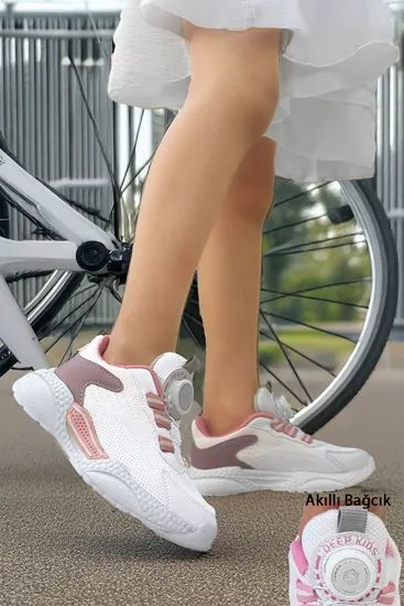 Beyaz Akıllı Bağcık Triko Çocuk Spor Ayakkabı