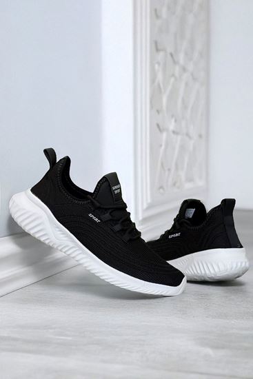 Siyah Beyaz Triko Spor Ayakkabı