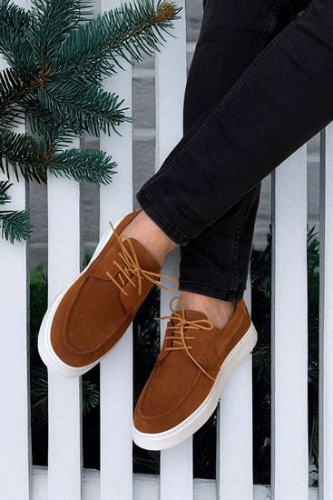 Taba Bağcıklı Hakiki Deri Hafif Erkek Klasik Ayakkabı