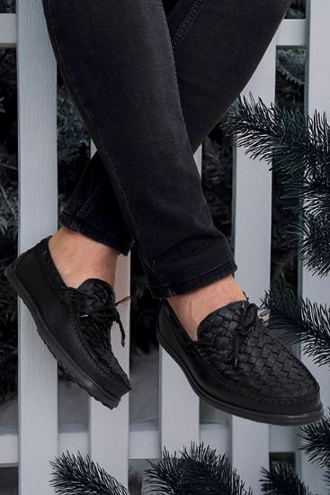 Siyah Hakiki Deri Erkek Klasik Ayakkabı