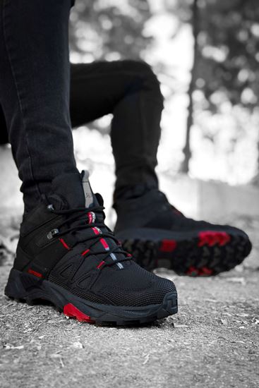 Siyah Kırmızı Outdoor Trekking Erkek Spor Bot