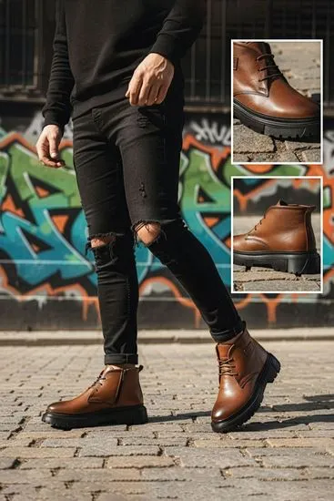 Taba Hakiki Deri Erkek Yarım Bot
