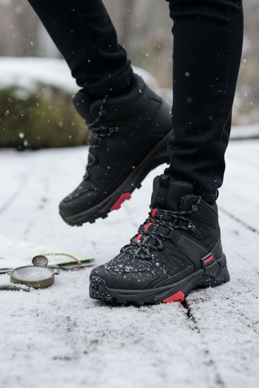 Siyah Kırmızı Outdoor Trekking Erkek Spor Bot