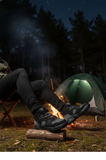 Siyah Gri İçi Kürklü Erkek Outdoor Trekking Yarım Bot