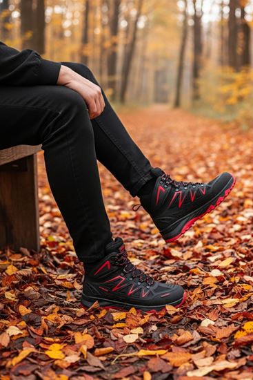 Siyah Kırmızı Erkek Outdoor Trekking Bot