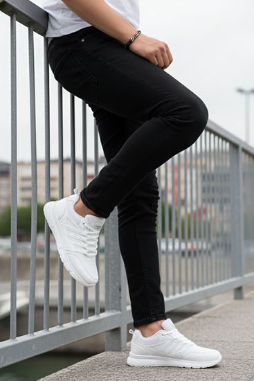 Beyaz Çizgili Erkek Spor Ayakkabı