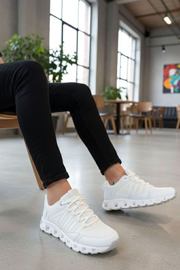 Beyaz Çizgili Erkek Spor Ayakkabı