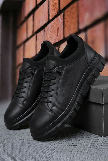 Siyah Easy Hakiki Deri Kolay Giyim Siyah Erkek Ayakkabı