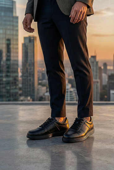 Siyah Hakiki Deri Delikli Model Pace Erkek Ayakkabı