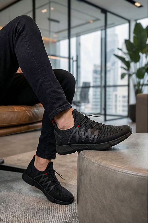 Siyah Kırmızı Detay Wave Erkek Spor Ayakkabı