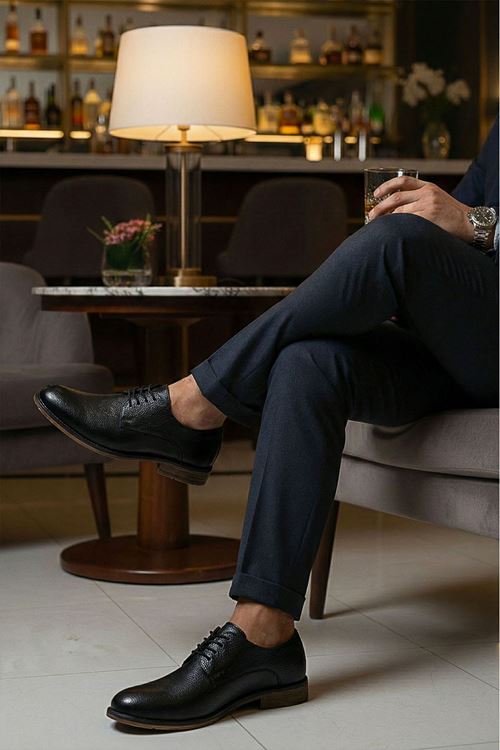 Siyah Derby Hakiki Deri Erkek Klasik Ayakkabı