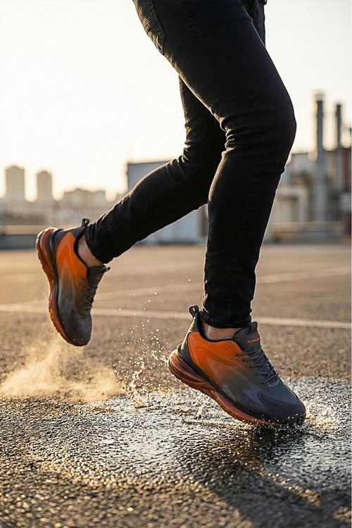 Turuncu Şeffaf Köpük Taban Erkek Spor Ayakkabı