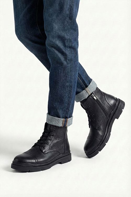 Siyah Hakiki Deri Erkek Bot