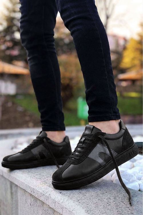 Siyah Füme Champ Hakiki Deri Erkek Casual Ayakkabı