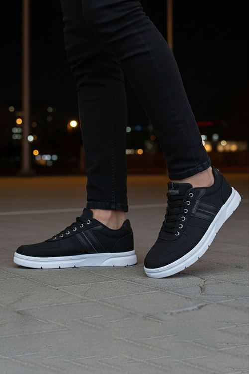 Siyah Beyaz Urban Keten Erkek Spor Ayakkabı