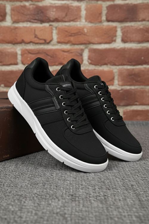 Siyah Beyaz Cilt Detay Jean Erkek Spor Ayakkabı