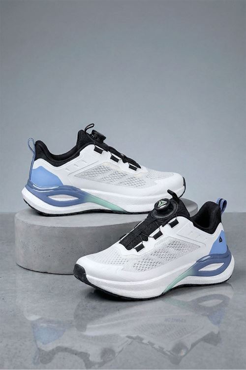 Beyaz Mavi Akıllı Bağcıklı Sprint Erkek Spor Ayakkabı