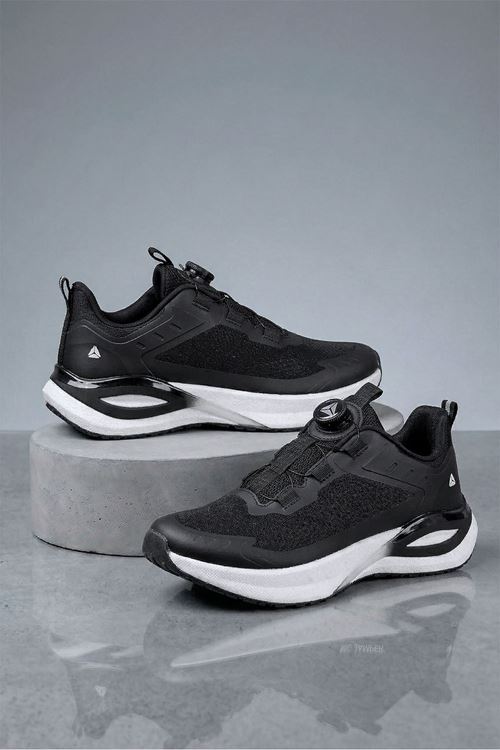 Siyah Beyaz Akıllı Bağcıklı Sprint Erkek Spor Ayakkabı