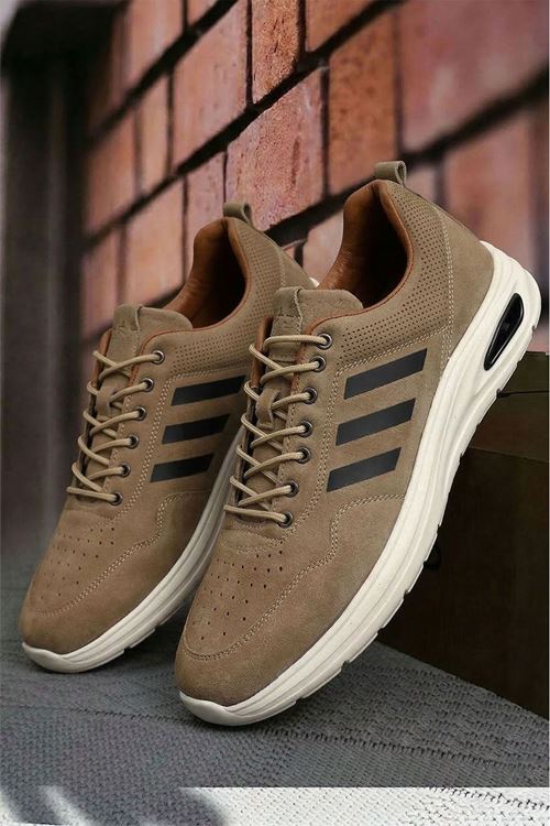 Kahve Çizgili Runblaze Hakiki Deri Spor Ayakkabı