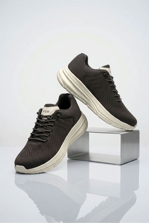 Kahve Beyaz Triko Rota Erkek Spor Ayakkabı