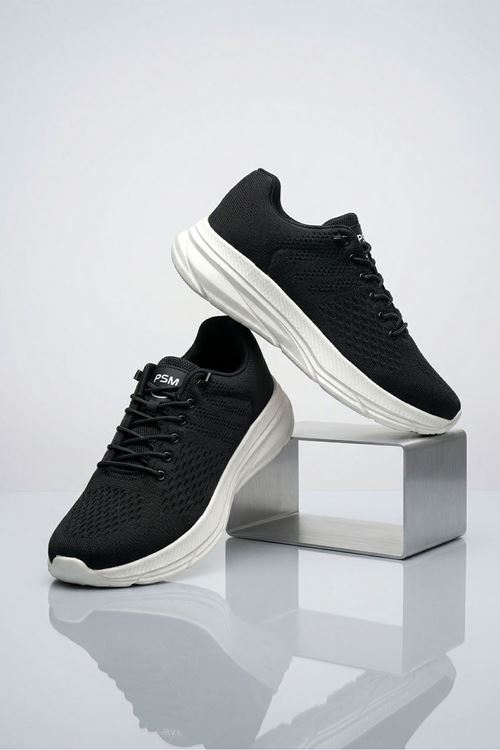 Siyah Beyaz Triko Rota Erkek Spor Ayakkabı