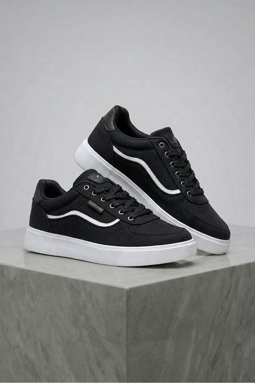 Siyah Beyaz Motto Erkek Sneaker Ayakkabı