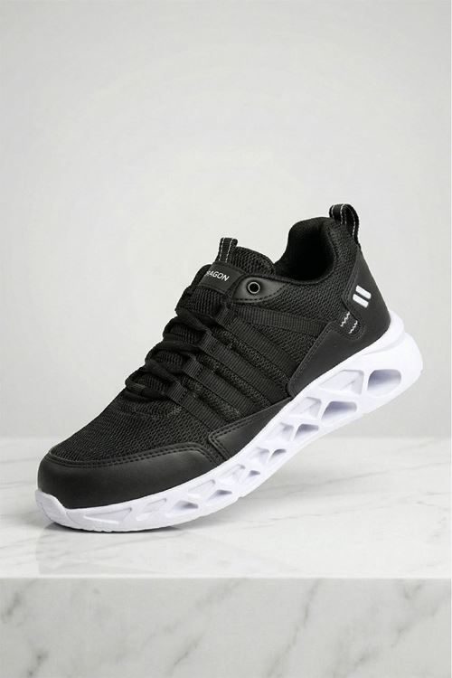 Siyah Beyaz Shuffle Triko Erkek Spor Ayakkabı