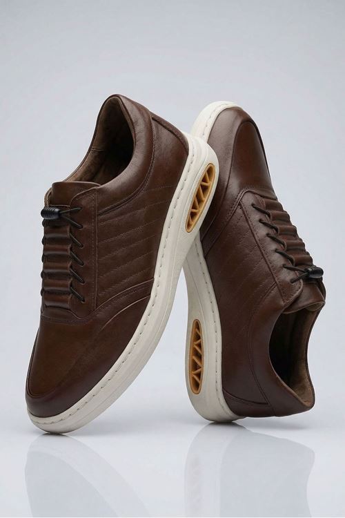 Kahve Pace Hakiki Erkek Deri Spor Günlük Ayakkabı