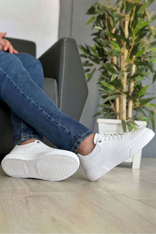 Beyaz Jackson Hakiki Deri Erkek Günlük Ayakkabı