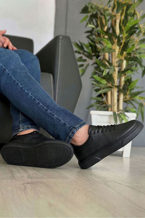 Siyah Jackson Hakiki Deri Erkek Günlük Ayakkabı