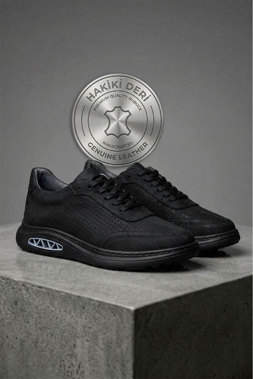 Dark Siyah Core Hakiki Nubuk Deri Erkek Günlük Spor Ayakkabı