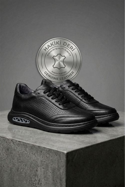 Dark Siyah Core Hakiki Deri Erkek Günlük Spor Ayakkabı