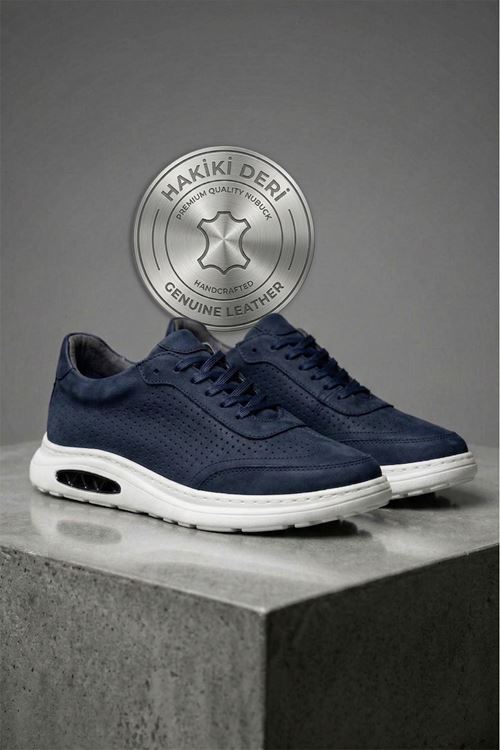 Lacivert Core Hakiki Nubuk Deri Erkek Günlük Spor Ayakkabı
