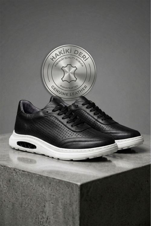 Siyah Core Hakiki Deri Erkek Günlük Spor Ayakkabı