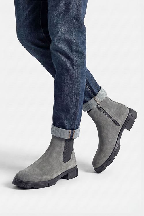 Füme Tracker Hakiki Deri Fermuarlı Chelsea Erkek Bot