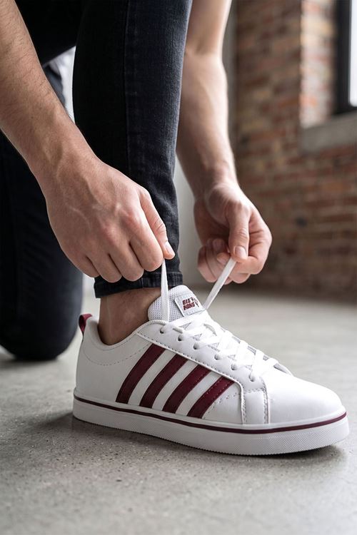 Bordo Beyaz Vento Erkek Sneaker Ayakkabı