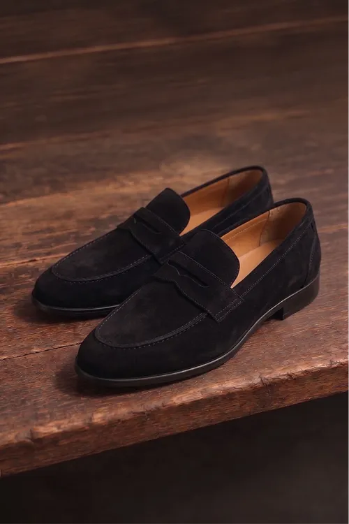 Full Siyah Süet Hogg Esnek Taban Hakiki Deri Erkek Klasik Ayakkabı