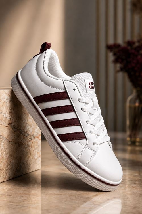 Bordo Beyaz Vento Erkek Sneaker Ayakkabı