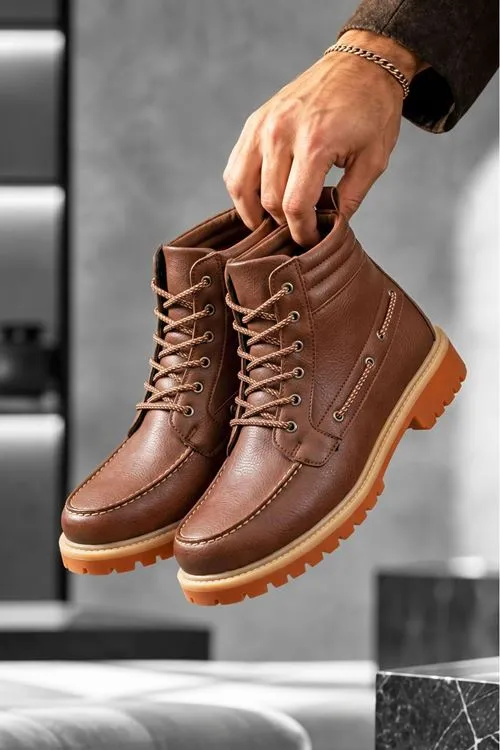 Kahve Retro Klasik Model Erkek Saraçlı Bot