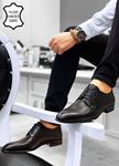 Siyah Hasır Desen İtalyan Hakiki Deri Erkek Klasik Ayakkabı