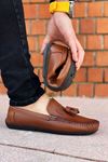 Taba Püsküllü Erkek Loafer Ayakkabı