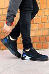 Siyah Mavi Yazı Detay Erkek Triko Ayakkabı