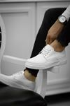 Beyaz Taban Beyaz Renk Bağcıklı Erkek Klasik Ayakkabı