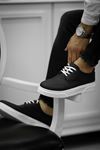 Beyaz Taban Siyah Bağcıklı Erkek Klasik Günlük Ayakkabı