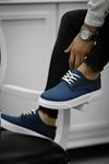  Beyaz Taban Mavi Bağcıklı Erkek Klasik Günlük Ayakkabı