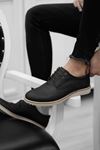 Siyah Deri Tarz Delikli Erkek Klasik Ayakkabı