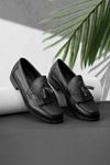 Siyah Püsküllü Deri Tarz Erkek Loafer Ayakkabı